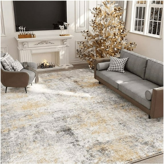 Area Rug - 8*10 Ultra-Thin Washable Rug, Moroccan Living Room Rug, Boho Rug Geometric, Non-Slip Non-Shedding Carpet for Kitchen Bedroom.RED