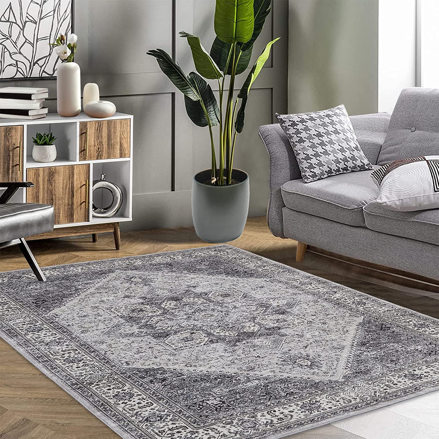 Area Rug 8 x 10 Persian Rugs Machine Washable Rug NonSlip Rubber