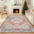 thumbnail image 1 of Newburos Area Rug 8'x10', Non-Slip Machine Washable Rugs for Living Room Bedroom, Low Pile Soft Vintage Print Pattern Indoor Carpet, Brick, 1 of 11