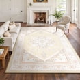 thumbnail image 1 of Newburos Area Rug 8'x10', Non-Slip Machine Washable Rugs for Living Room Bedroom, Low Pile Soft Vintage Print Pattern Indoor Carpet, Cream, 1 of 11