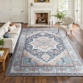 thumbnail image 1 of Newburos Area Rug 8'x10', Non-Slip Machine Washable Rugs for Living Room Bedroom, Low Pile Soft Vintage Print Pattern Indoor Carpet, Navy, 1 of 12