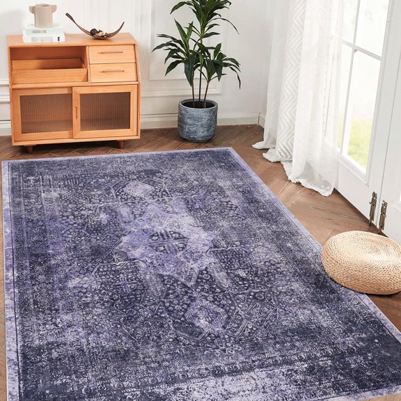 Area Rug 9x12 For Office - Non-slip, Washable, Low-pile, Non-shedding & Pet (anthracite) Living Room, Bedroom Machine Stain Bedroom, Kitchen (anthracite