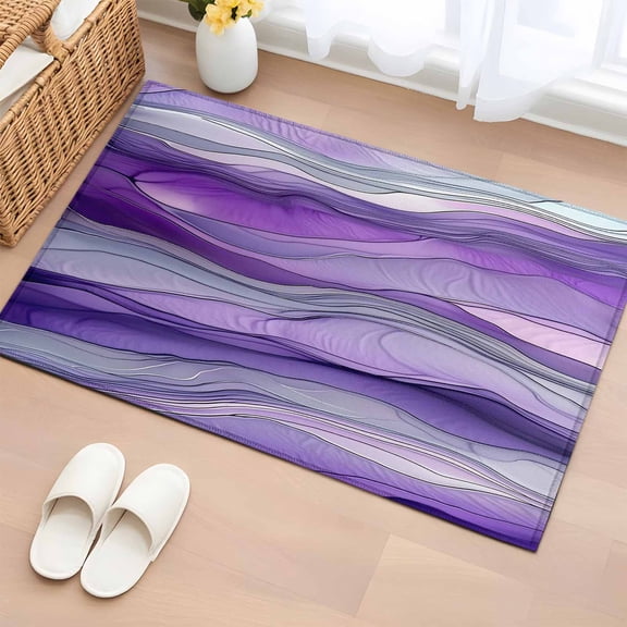 Area Rug Abstract Art Purple Gray Wave Rectangle Area Rugs Washable Rug for Living Room Bedroom Dining Room, Vintage Marble Texture Soft Non-slip Floor Carpet 2x3ft