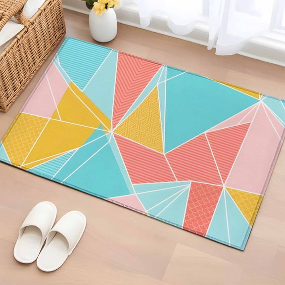 Area Rug Abstract Geometric Triangle Rectangle Area Rugs Washable Rug for Living Room Bedroom Dining Room, Modern Aesthetic Art Soft Non-slip Floor Carpet 2x3ft
