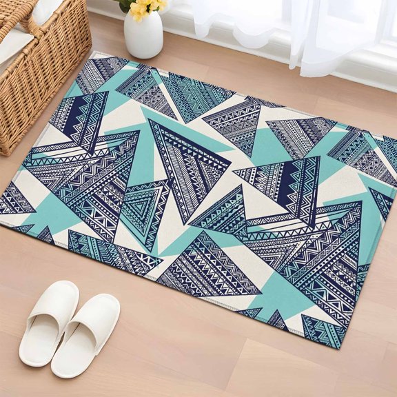 Area Rug Abstract Tribal Triangle Pattern Rectangle Area Rugs Washable Rug for Living Room Bedroom Dining Room, Rustic Geometric Art Soft Non-slip Floor Carpet 2x3ft