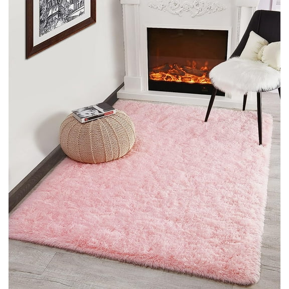 Area Rug for Bedroom,5'X7', Fluffy Shag Rug for Living Room, Furry Carpet for s Room, Shaggy Throw Rug for Room, Fuzzy Plush Rug, Pink Carpet, Cute Room Decor for