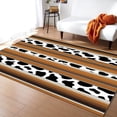 thumbnail image 1 of Area Rug For Bedroom Decor Living Room Decor Non-Shedding Boho Carpet Runner Rug Entryway Kitchen Rugs, Black And White Cow Print On Brown Stripes Home Decor Bathroom Rugs 3 x 5ft, 1 of 6