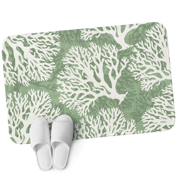 Area Rug for Bedroom, Sage Green Coral Coastal Absorbent Non Slip ...