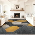 thumbnail image 1 of Area Rug Black Modern Rug for Living Room Indoor Abstract Waves Printed Rugs for Bedroom Soft Dining Room Low Pile Carpet Non-Slip Rug for Home Office-3' x 5', 1 of 7