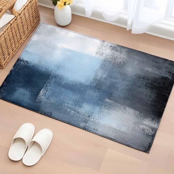 Area Rug Blue Gradient Color Block Rectangle Area Rugs Washable Rug for ...