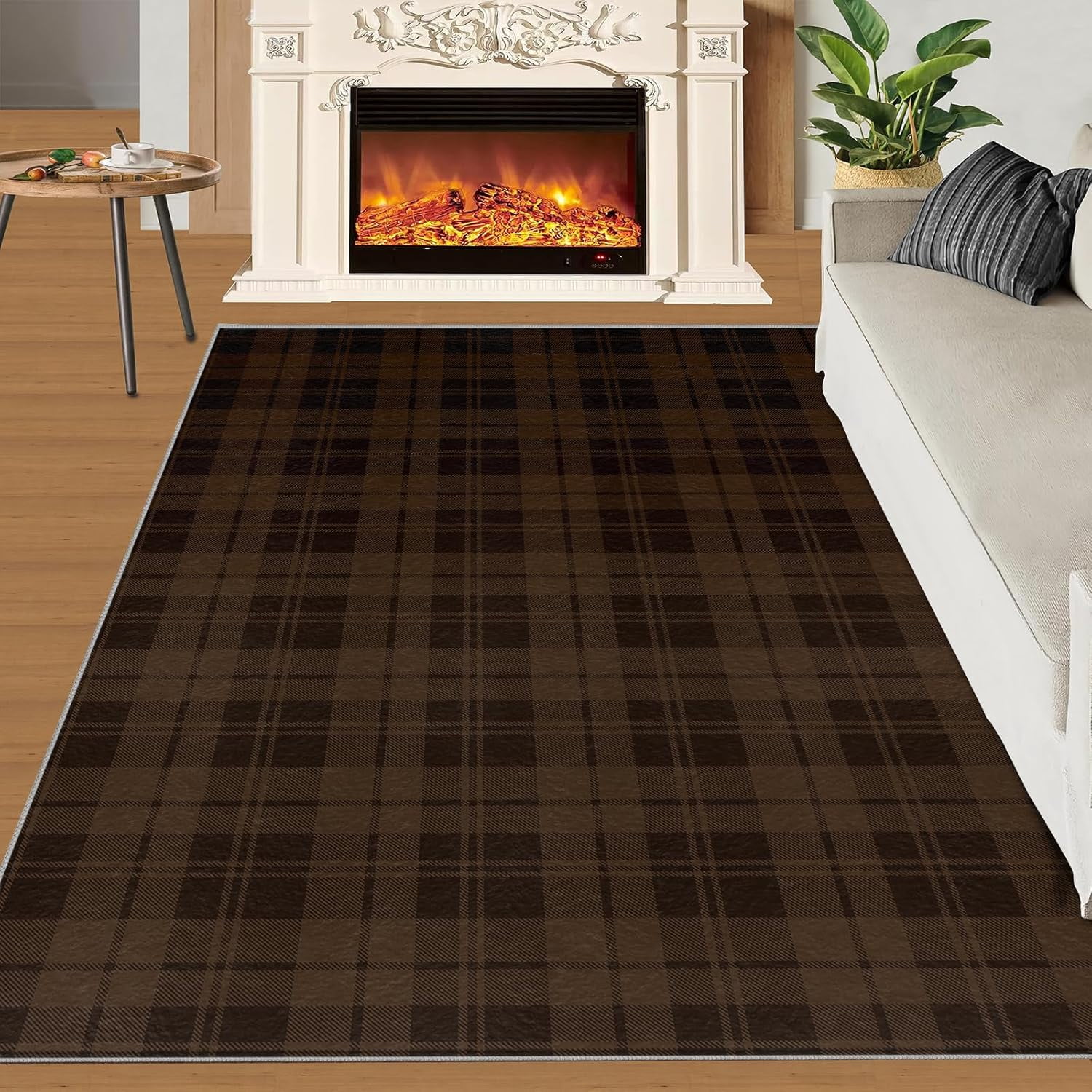 Tartan Brown Plaid Floor Mat