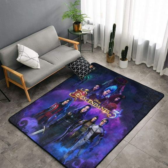 Area Rug Descendants Living Room Carpet Bedroom 5x3 Feet Rug Flannel Children Crawling Non-Slip Floor Mat For Kids Playroom Garden Entry Home Decor 60x39 Inch