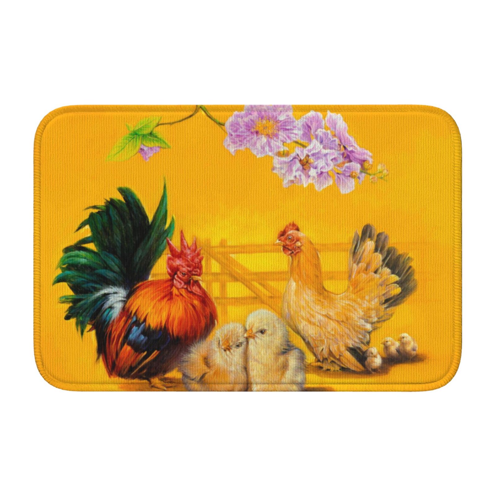 Hen Rug Area Rug Door Mat Indoor Outside Entrance, Chicken Family Rooster Hen ...