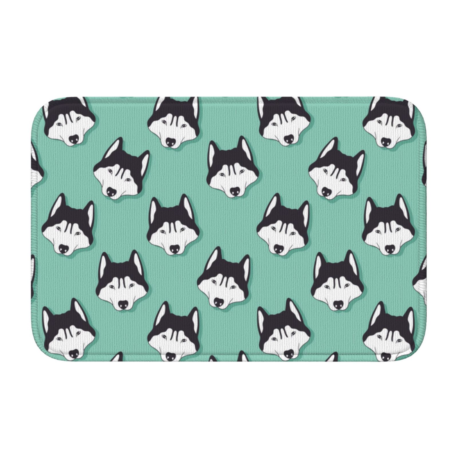 Area Rug Door Mat Indoor Outside Entrance, Cute Cartoon Husky Funny ...