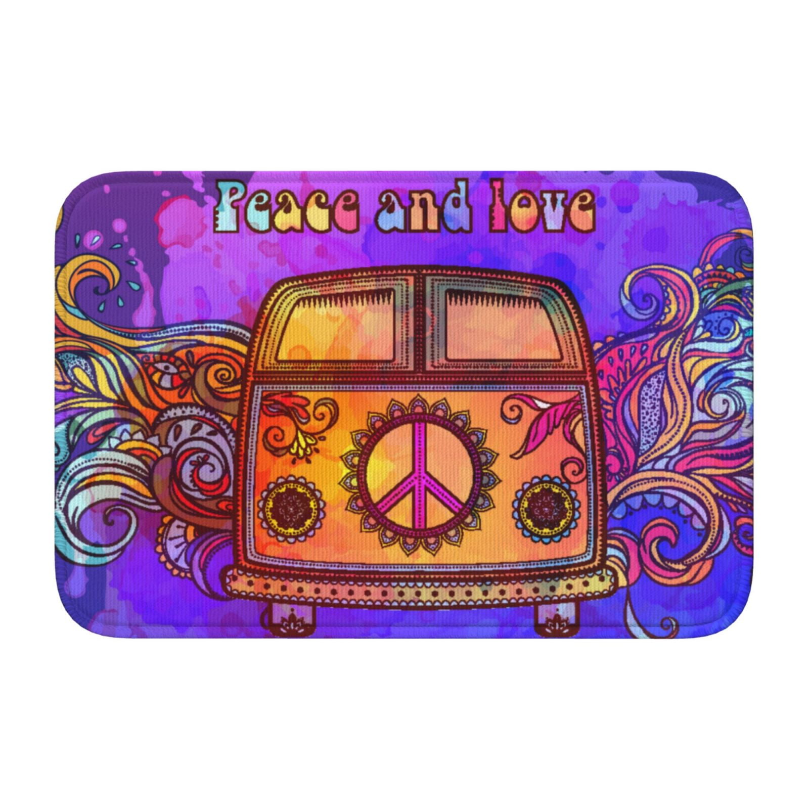 Area Rug Door Mat Indoor Outside Entrance, Peace and Love Outdoor Rug ...