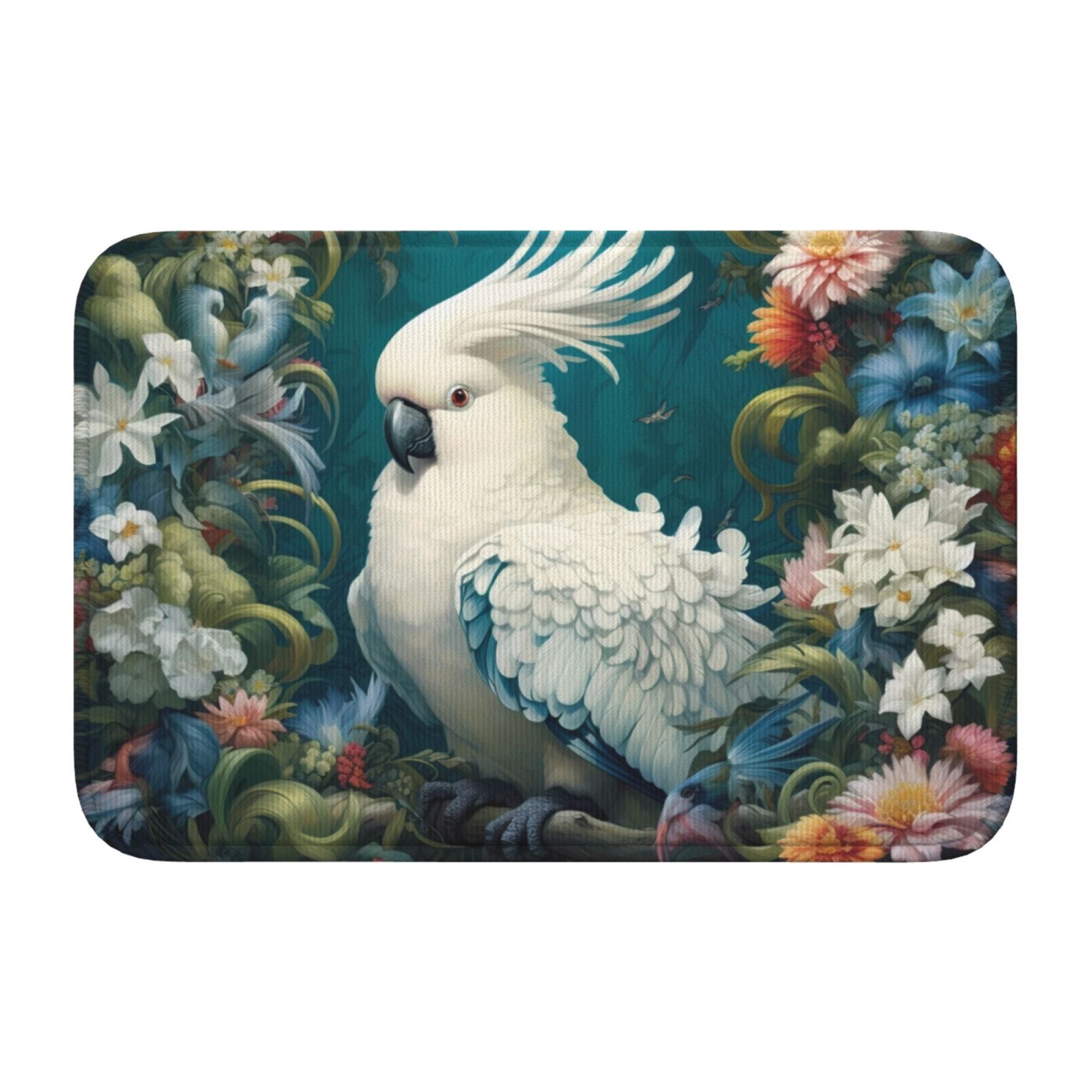 Parros Rugs Area Rug Door Mat Indoor Outside Entrance, Tropical Parrot Floral ...