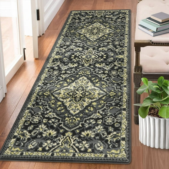Area Rug Entryway Doormat Rug Vintage Area Rug Non Slip Persian Area Rug Kitchen Rug Low Pile Distressed Carpet for Living Room Bedroom.