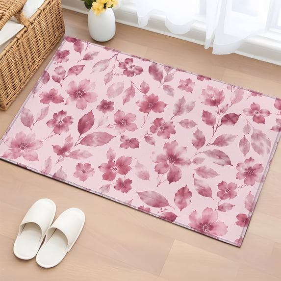 Area Rug Farm Pink Wildflowers Rectangle Area Rugs Washable Rug for ...