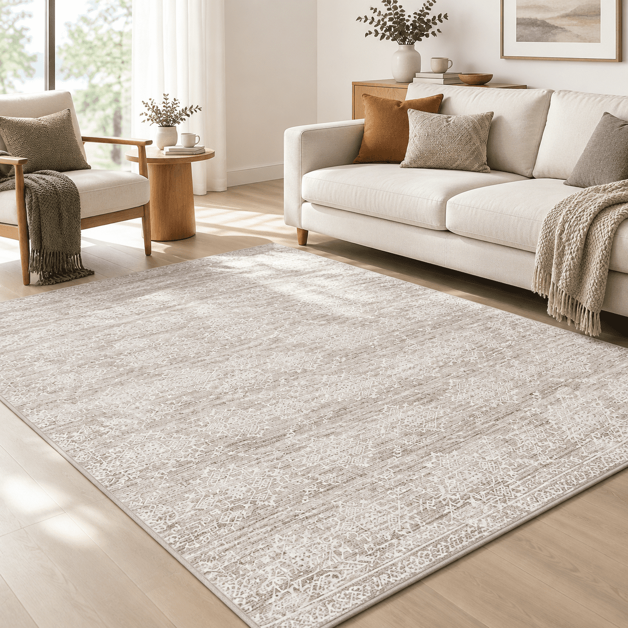 Neurtral Rug Area Rug For Living Room 9x12: Large Washable Boho Moroccan Rugs ...