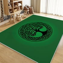 Area Rug For Living Room Celtic Tree Of Life Carpets, Washable Rugs, Green Print Low-Pile Non-Slip Rugs For Office Kitchen Entryway Decorative Carpets