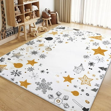 Area Rug For Living Room Christmas Symbol Art Carpets, Washable Rugs, Gold Print Low-Pile Non-Slip Rugs For Office Kitchen Entryway Decorative Carpets
