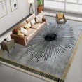 Area Rug For Living Room, Washable Simple Style Sun Rays Printed Rug