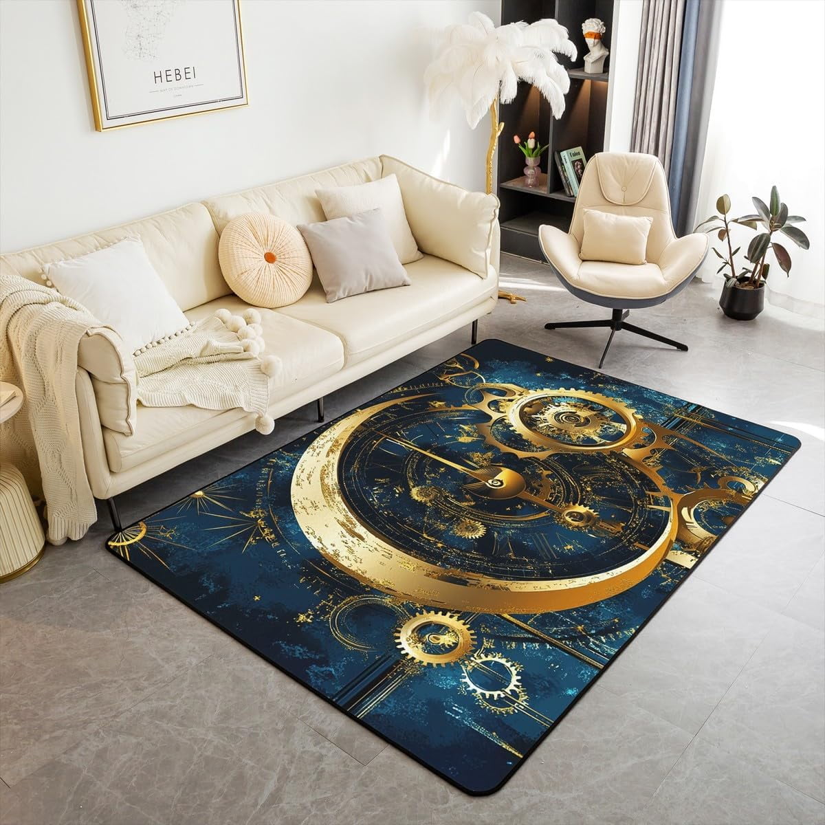 Area Rug Gold Gear Wheel Floor Mats Rugs For Boys Girls Teens Room ...