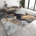 thumbnail image 1 of Area Rug Gradual Black Gray Gold Marble Aesthetic Rug 4' x 5', Modern Abstract Gilded Art Bedroom Bedside Carpet, Soft Anti Slip Machine Washable Room Living Room Decor, 1 of 6