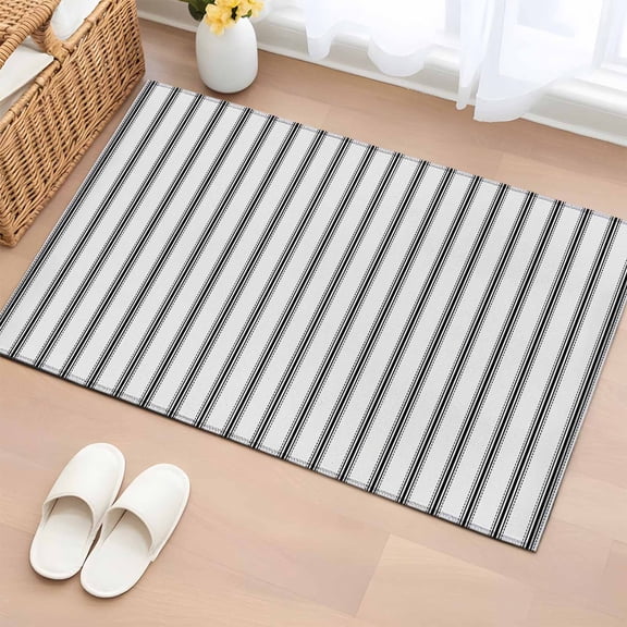 Area Rug Grey White Stripes Modern Minimalism Soft Rectangle Area Rugs Washable Rug for Living Room Bedroom Dining Room, Geometric Striped Art Non-slip Floor Carpet 2x3ft