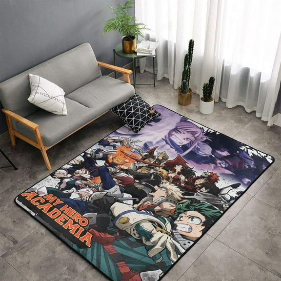 Area Rug My Hero Academia Living Room Carpet Bedroom 5x3 Feet Rug Flannel Children Crawling Non-Slip Floor Mat For Kids Playroom Garden Entry Home Decor 60x39 Inch
