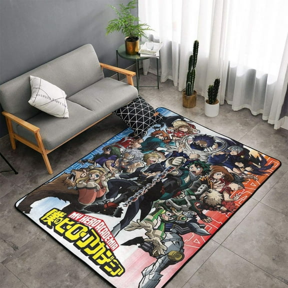 Area Rug My Hero Academia Living Room Carpet Bedroom 5x3 Feet Rug Flannel Children Crawling Non-Slip Floor Mat For Kids Playroom Garden Entry Home Decor 60x39 Inch