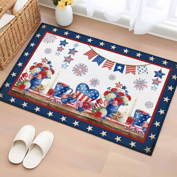 Area Rug Independence Day 250th Anniversary Rectangle Area Rugs Washable Rug for Living Room Bedroom Dining Room, Stars and Stripes Soft Non-slip Floor Carpet 2x3ft