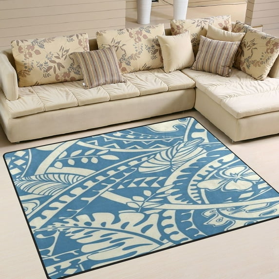 Area Rug Indoor 63"x48" Non-Slip Wear Resistant Floor Mats Soft Large Carpets for Living Room, Bedroom, Home Decor Washable Rug Aloha Prints
