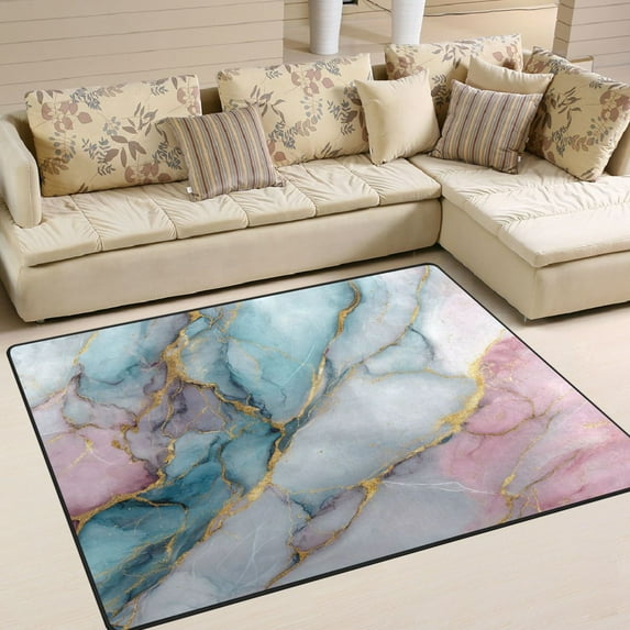 Area Rug Indoor 63"x48"in Non-Slip Wear Resistant Floor Mats Soft Large Carpets for Living Room Bedroom Home Decor Beautiful Soft Marble Pattern
