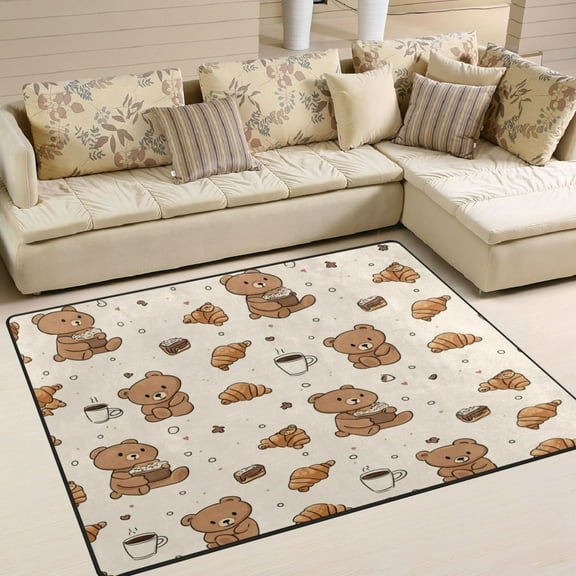 Area Rug Indoor 63"x48"in Non-Slip Wear Resistant Floor Mats Soft Large Carpets for Living Room Bedroom Home Decor Cute Teddy Bear