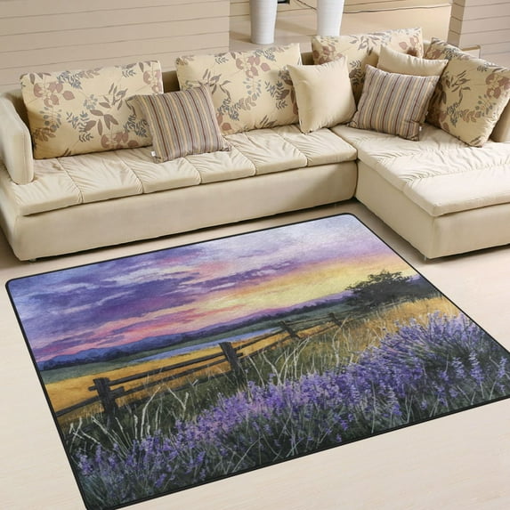 Area Rug Indoor 63"x48"in Non-Slip Wear Resistant Floor Mats Soft Large Carpets for Living Room Bedroom Home Decor Groups Of Lavenders