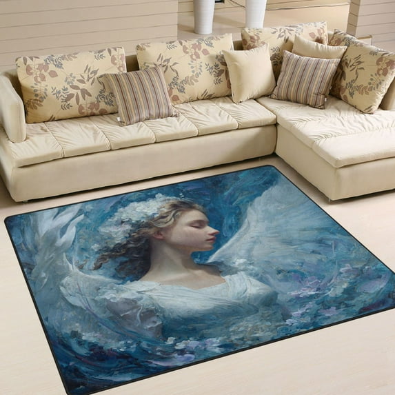 Area Rug Indoor 63"x48"in Non-Slip Wear Resistant Floor Mats Soft Large Carpets for Living Room Bedroom Home Decor Pure and Innocent Angel