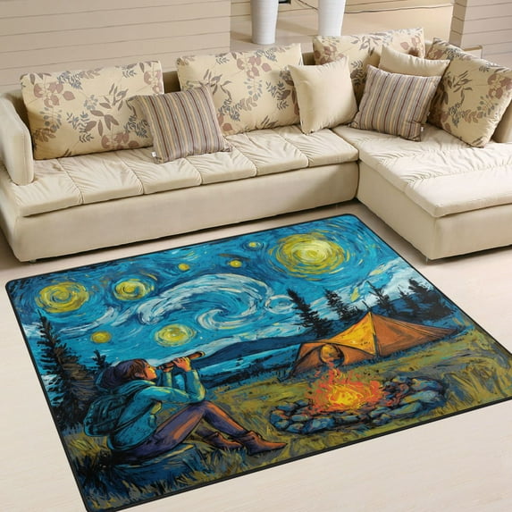 Area Rug Indoor 63"x48"in Non-Slip Wear Resistant Floor Mats Soft Large Carpets for Living Room Bedroom Home Decor Wild Camping