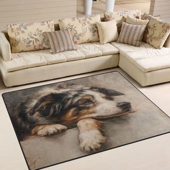 Area Rug Indoor 80"x58"in Non-Slip Wear Resistant Floor Mats Soft Large Carpets for Living Room Bedroom Home Decor Australian Shepherd