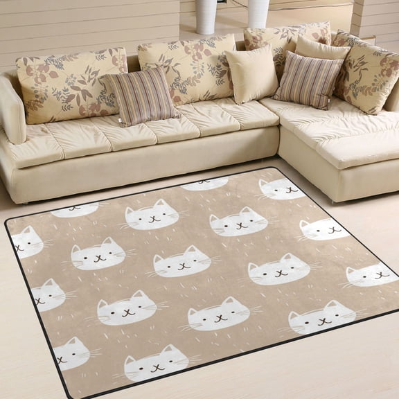 Area Rug Indoor 80"x58"in Non-Slip Wear Resistant Floor Mats Soft Large Carpets for Living Room Bedroom Home Decor Cat Faces