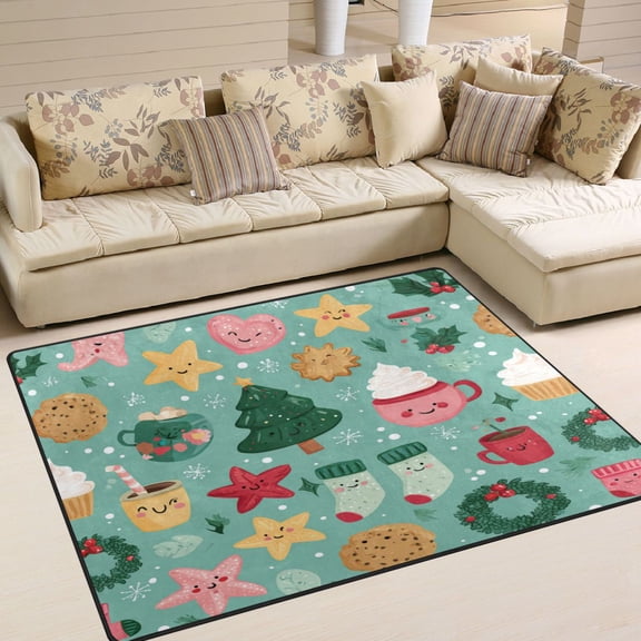 Area Rug Indoor 80"x58"in Non-Slip Wear Resistant Floor Mats Soft Large Carpets for Living Room Bedroom Home Decor Christmas Items