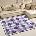 thumbnail image 1 of Area Rug Indoor 80"x58"in Non-Slip Wear Resistant Floor Mats Soft Large Carpets for Living Room Bedroom Home Decor Cute Cartoon Purple Tulips, 1 of 7