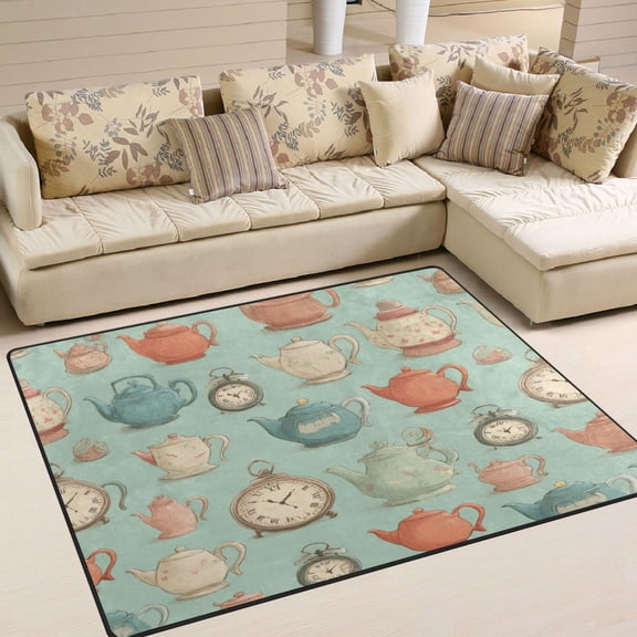 Area Rug Indoor 80"x58"in Non-Slip Wear Resistant Floor Mats Soft Large Carpets for Living Room Bedroom Home Decor Muted Pastel Colors