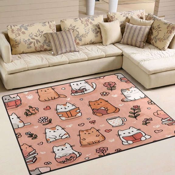 Area Rug Indoor 80"x58"in Non-Slip Wear Resistant Floor Mats Soft Large Carpets for Living Room Bedroom Home Decor Pastel Shades Of Pink
