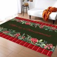 Area Rug Indoor Carpet, Merry Xmas Winter Poinsettia Flowers Berry