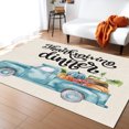 Area Rug Indoor Carpet, Thanksgiving Day Lorry Pumpkins Leaves Light