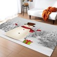 Area Rug Indoor Carpet, Xmas Winter Snowman Christmas Tree Snow