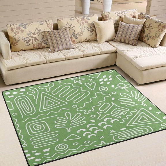 Area Rug Indoor 63"x48" Non-Slip Wear Resistant Floor Mats Soft Large Carpets for Living Room, Bedroom, Home Decor Washable Rug Hand Drawn Abstract Element