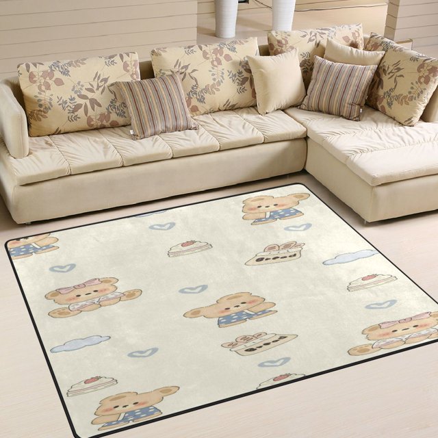 Area Rug Indoor 63"x48" NonSlip Wear Resistant Floor Mats Soft Large