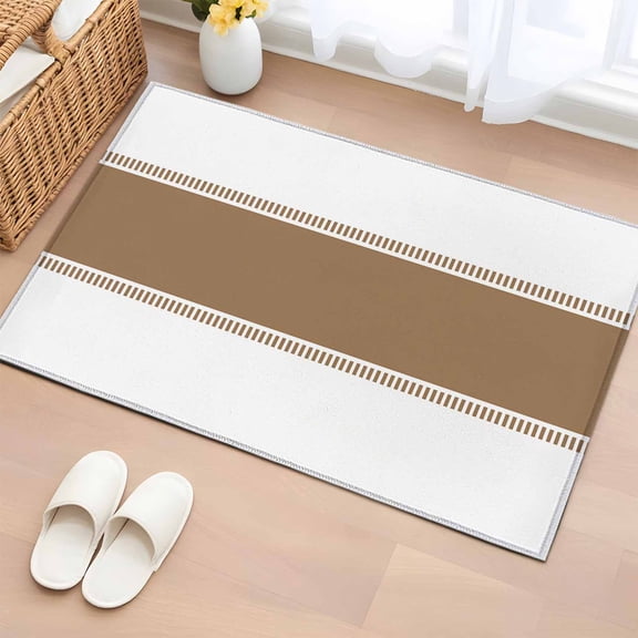 Area Rug Light Brown Striped Pattern Rectangle Area Rugs Washable Rug for Living Room Bedroom Dining Room, Modern Minimalist Art Soft Non-slip Floor Carpet 2x3ft